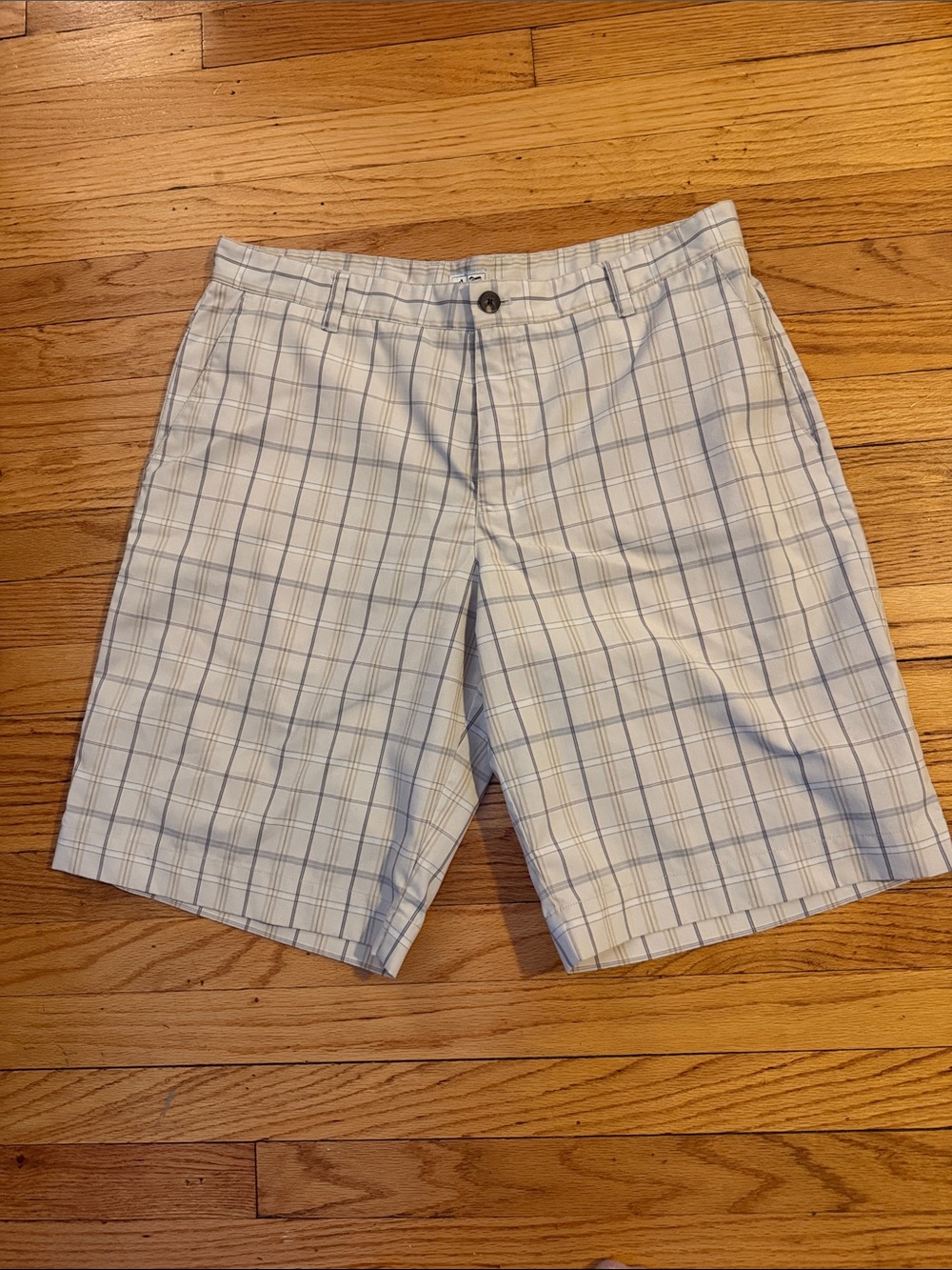 adidas Off White Shorts with Light Grey Plaid
